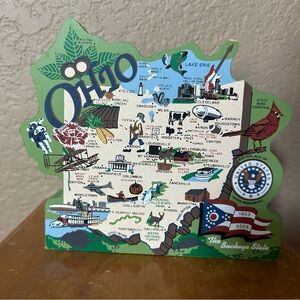 Ohio Decor Map Sign with Green Accent